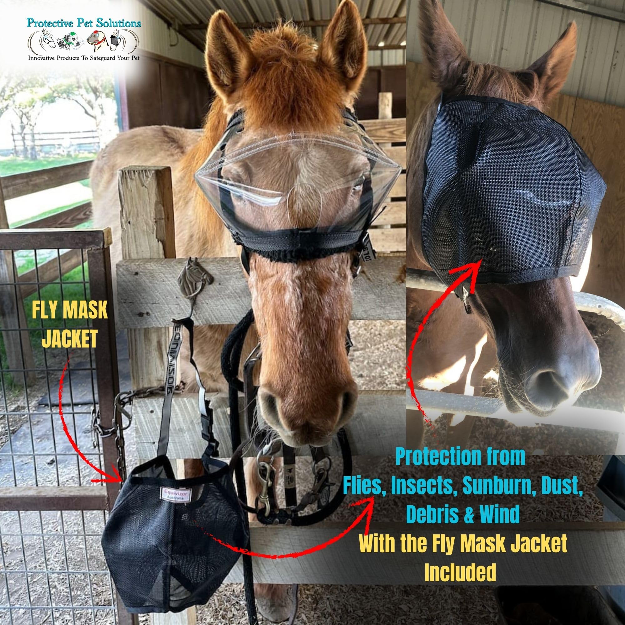 Recovery Vizor, (Size Full - Clear UV Tint) Medical and Preventative Horse Eye (Goggle) Protection Mask for Uveitis, Injury, Scr